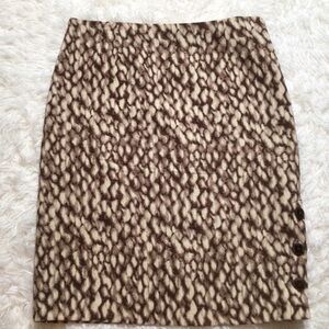 WORTH 100% Wool Pencil Skirt Brown Tan Button Zip 8 6 Work School Church Neutral